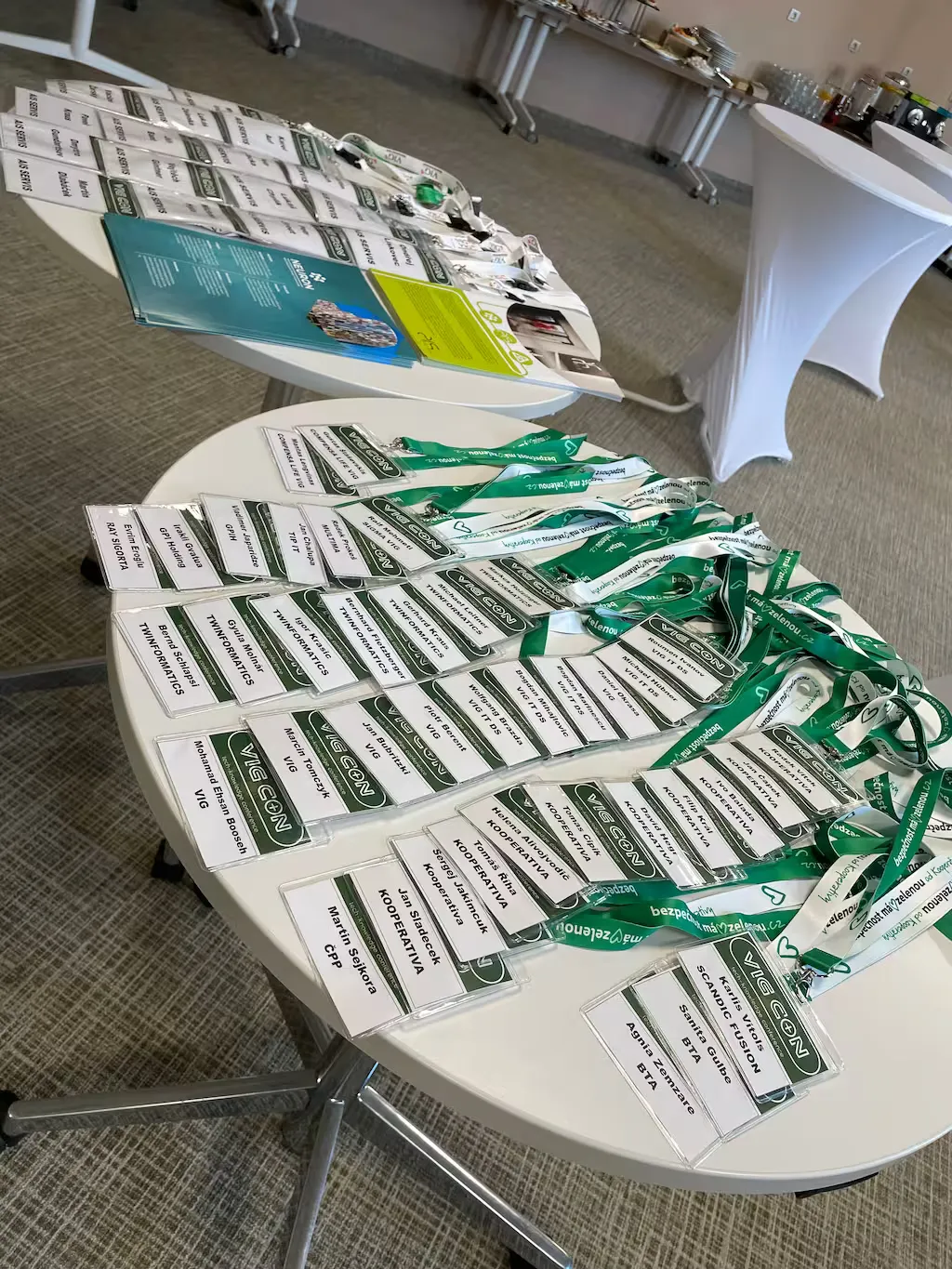 Conference badges and registration desk